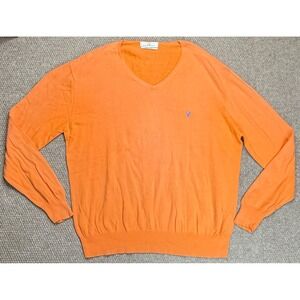 Carolina Herrara Men's‎ Orange Long Sleeve V-Neck Sweater Size Large